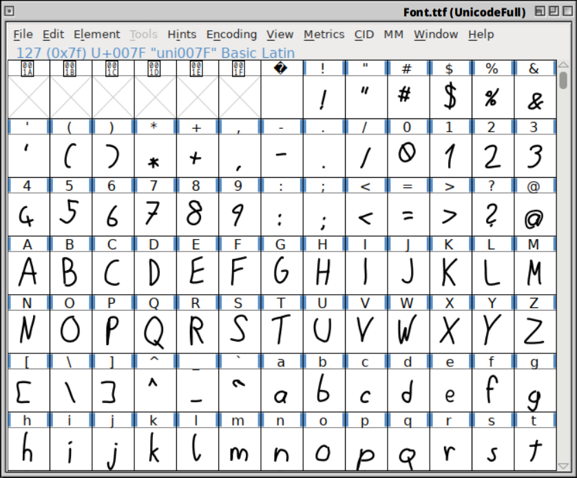 screenshot FontForge